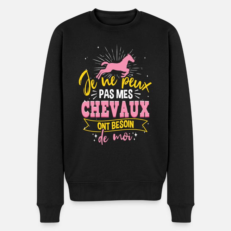 Cheval Fille - Pull Premium bio Homme - noir