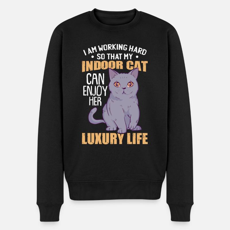 Drôle d’humour de chat d’intérieur - Pull Premium bio Homme - noir
