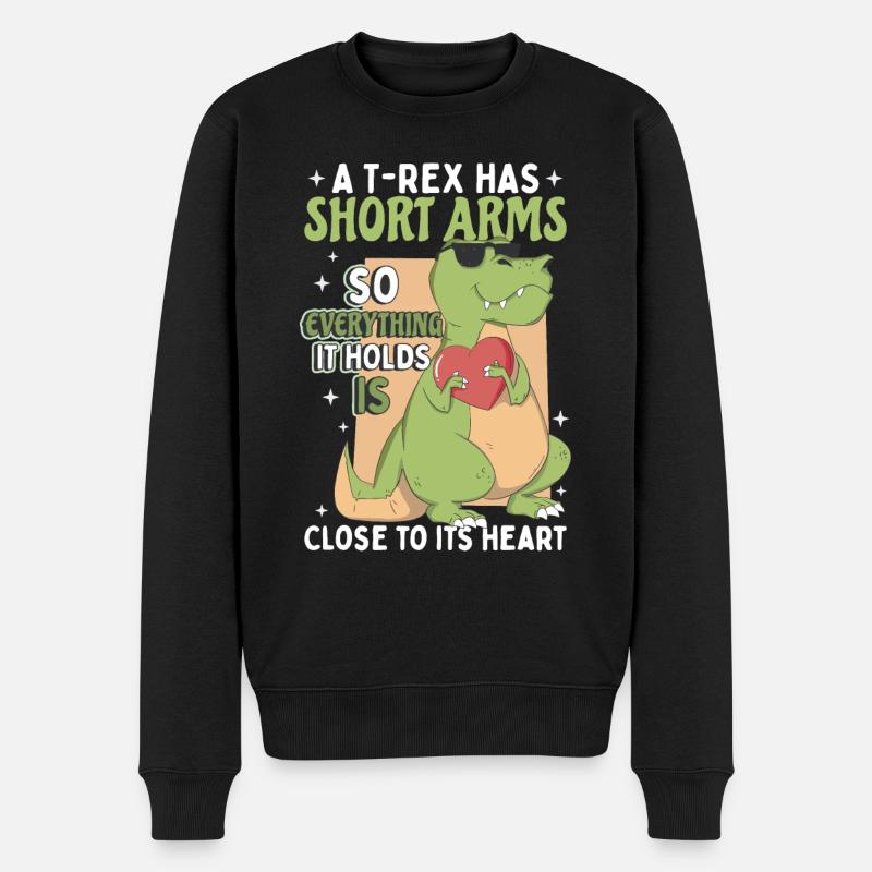 Süßer Dinosaurier T-Rex Kinder - Männer Premium Bio Pullover - Schwarz