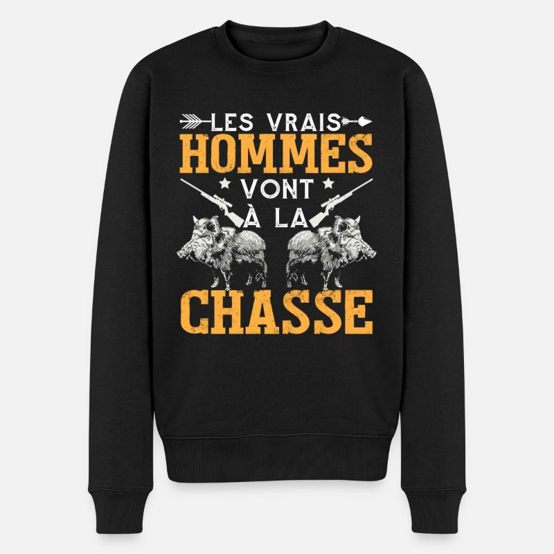 Chasse Homme Chasseur Sanglier - Pull Premium bio Homme - noir