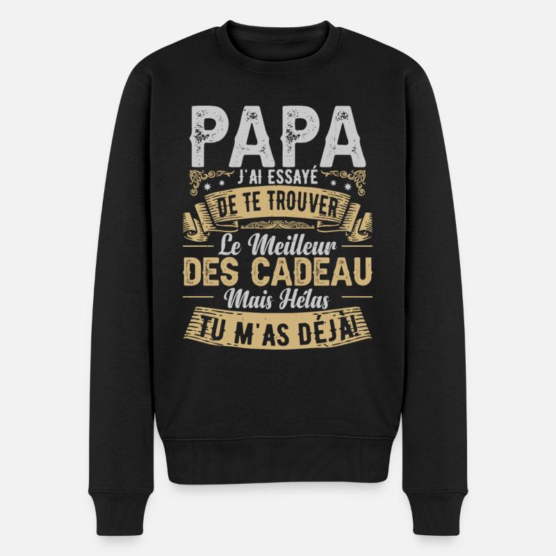 Drole Fête De Père Papa - Pull Premium bio Homme - noir
