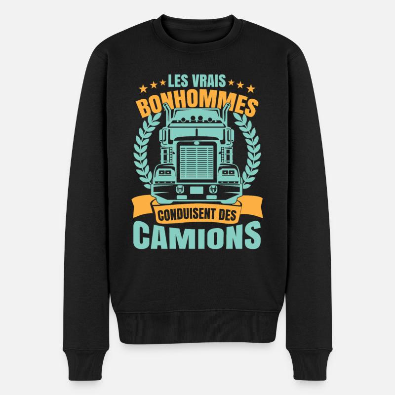 Camion Humour Chauffeur Poids Lourd - Pull Premium bio Homme - noir