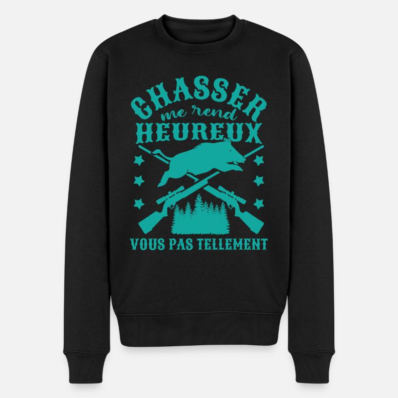 Chasse Sanglier Humour - Pull Premium bio Homme - noir