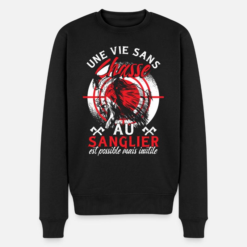 Cadeau Pour Chasseur Sanglier - Pull Premium bio Homme - noir