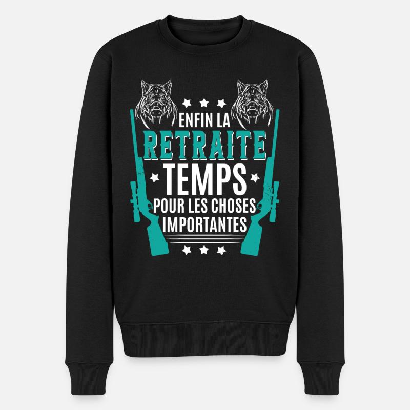 Retraite Chasseur Sanglier - Pull Premium bio Homme - noir