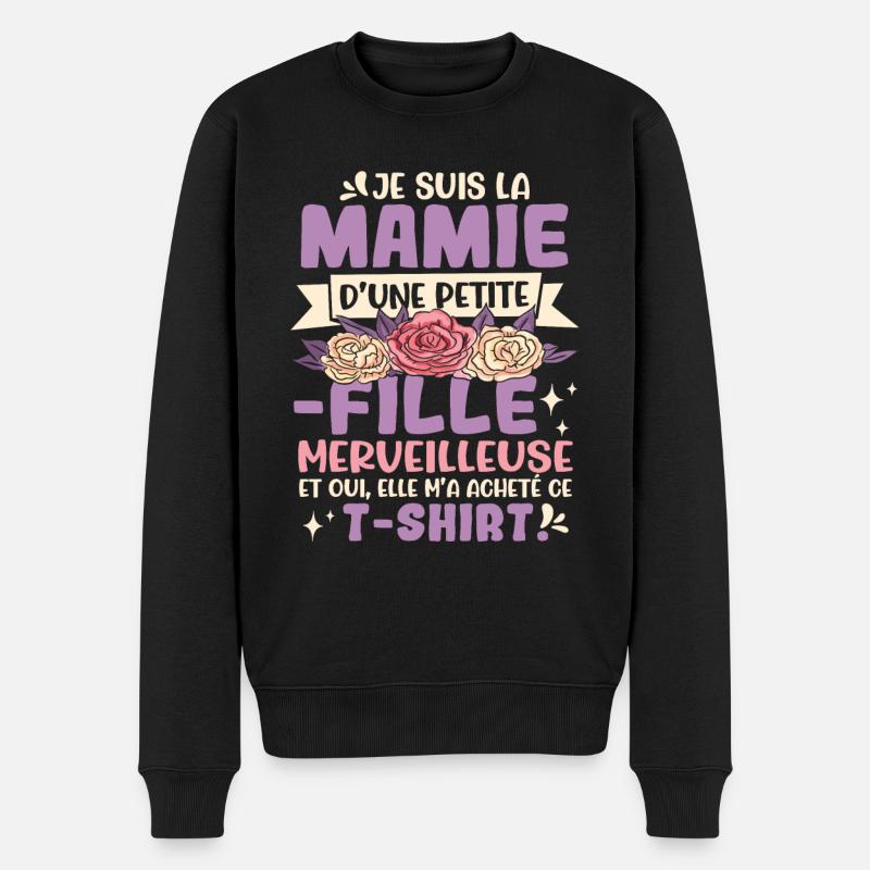 Grand-Mère Mamie Petite-Fille - Pull Premium bio Homme - noir