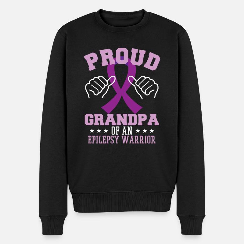 Stolzer Opa eines Epilepsiekriegers - Männer Premium Bio Pullover - Schwarz