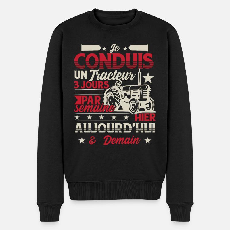 Tracteur Humour Fermier - Pull Premium bio Homme - noir