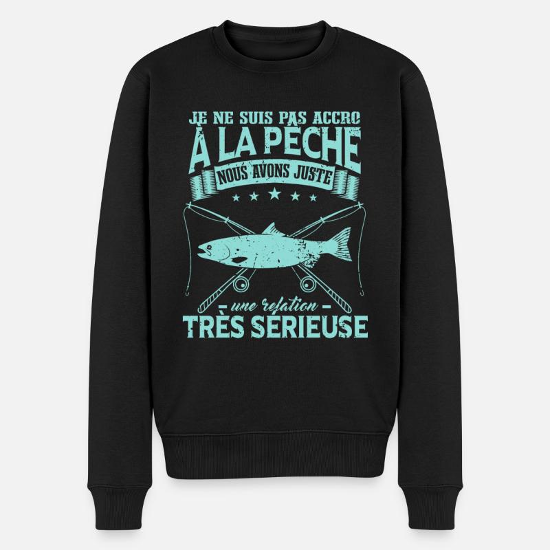 Poisson Cadeau Pêcheur Pêche Humour - Pull Premium bio Homme - noir