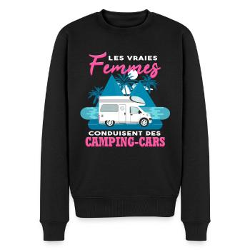 Camping-Car Humour Camper Campeuse - Pull Premium bio Homme - noir - Devant - Nico (187cm)