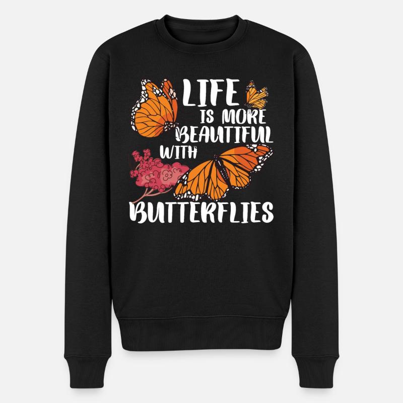 Monarchfalter - Männer Premium Bio Pullover - Schwarz