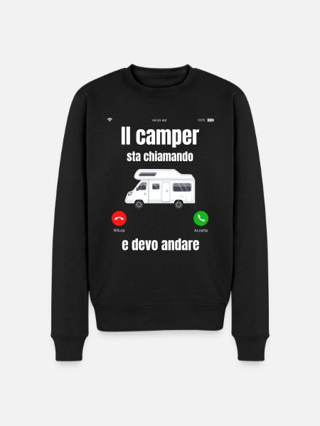 Der Camper ruft - Männer Premium Bio Pullover - Schwarz