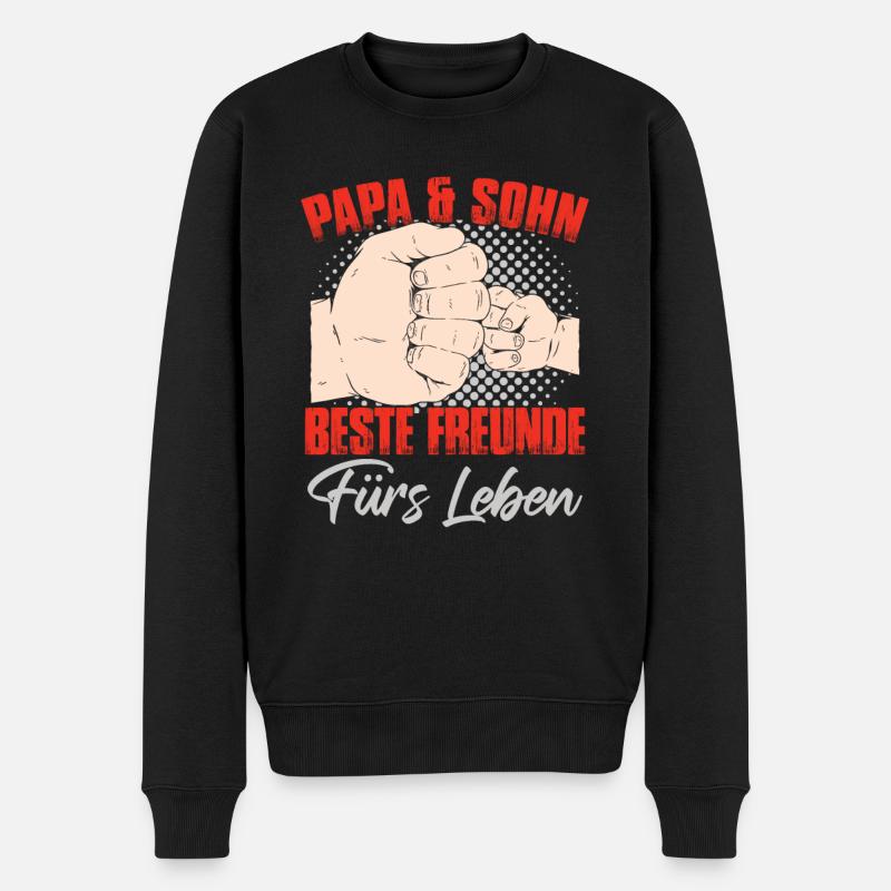 Papa & Sohn - Männer Premium Bio Pullover - Schwarz
