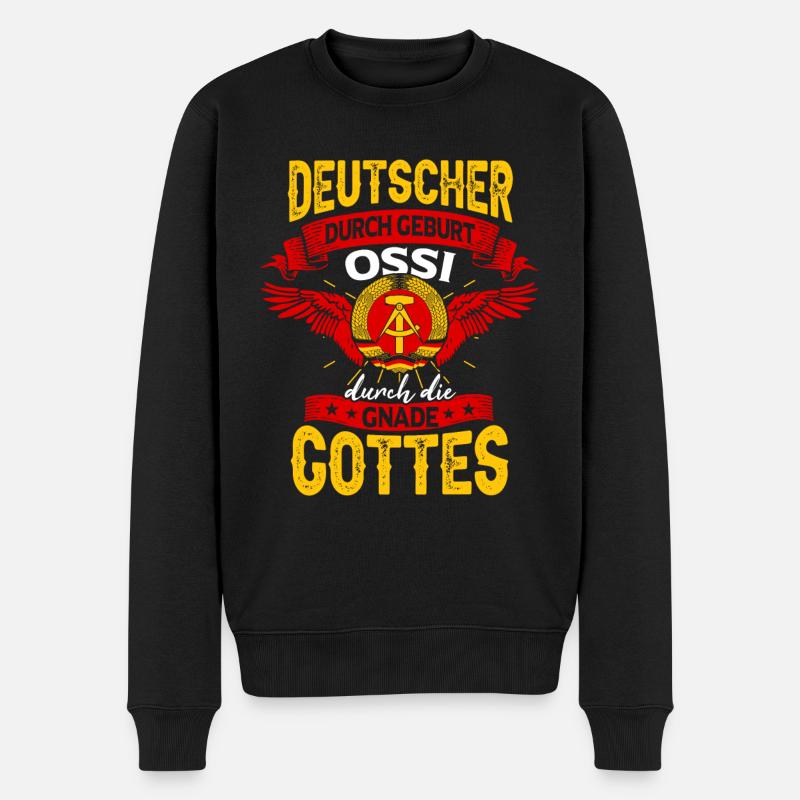 Deutscher Durch Gebort Ossi Durch Die Gnade Gottes - Männer Premium Bio Pullover - Schwarz
