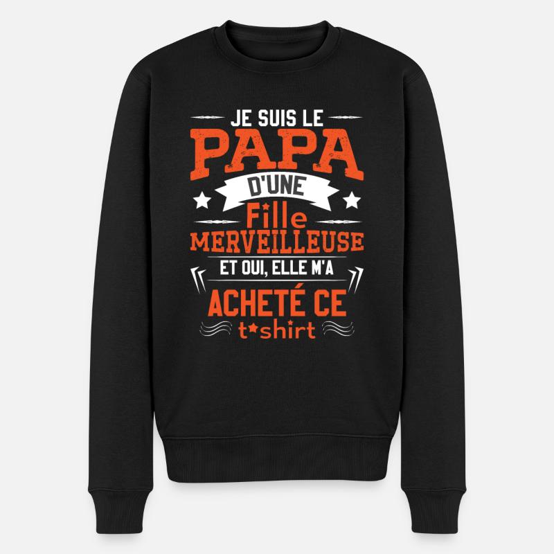Papa Cadeau Fille Père - Pull Premium bio Homme - noir