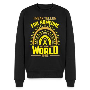 Soutien au cancer du sarcome du ruban jaune - Pull Premium bio Homme - noir - Devant - Nico (187cm)