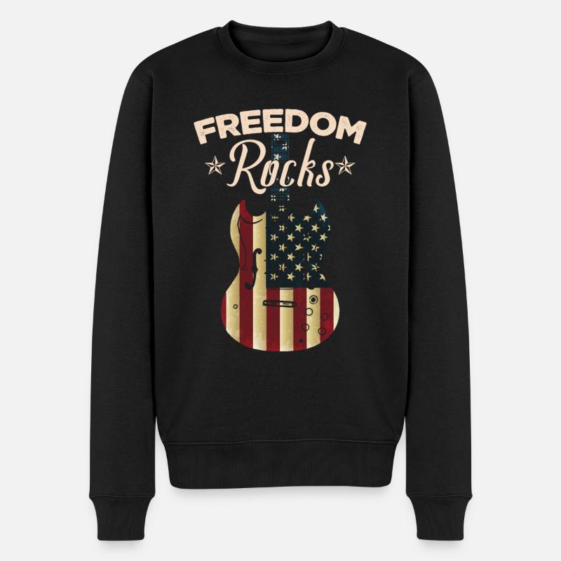 Amerikanische Flagge 4. Juli Gitarre - Männer Premium Bio Pullover - Schwarz
