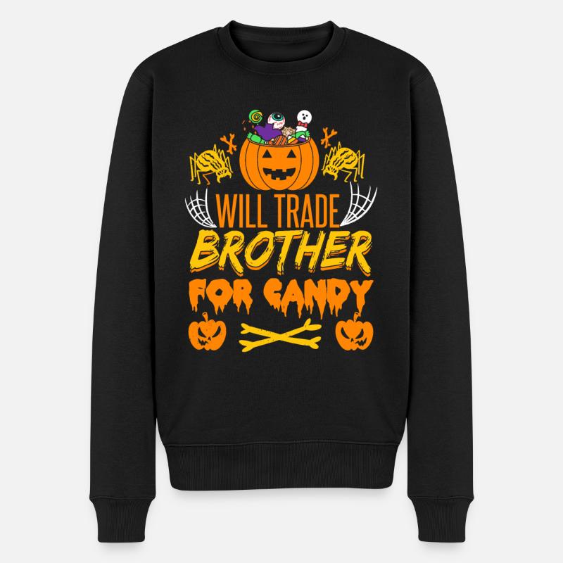 Wird Bruder gegen Süßigkeiten eintauschen | Halloween-Witz - Männer Premium Bio Pullover - Schwarz