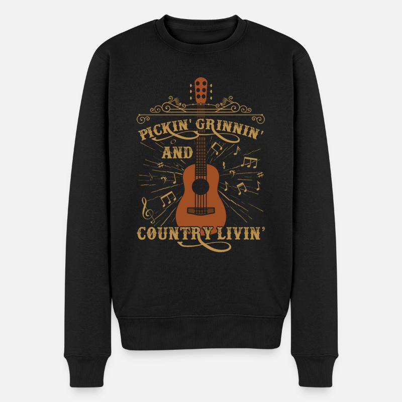 Country-Musik - Männer Premium Bio Pullover - Schwarz