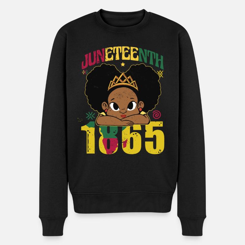 Mädchen Juneteenth - Männer Premium Bio Pullover - Schwarz
