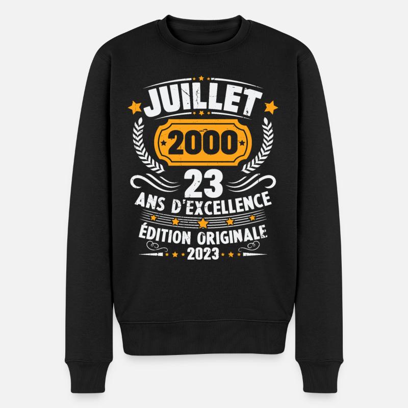 Vintage 2000 Juillet Cadeau D'anniversaire 23 Ans - Pull Premium bio Homme - noir