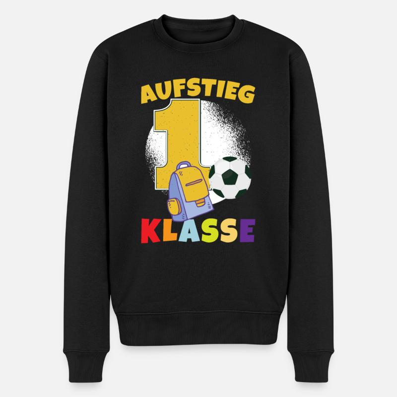 Aufstieg 1. Klasse - Männer Premium Bio Pullover - Schwarz