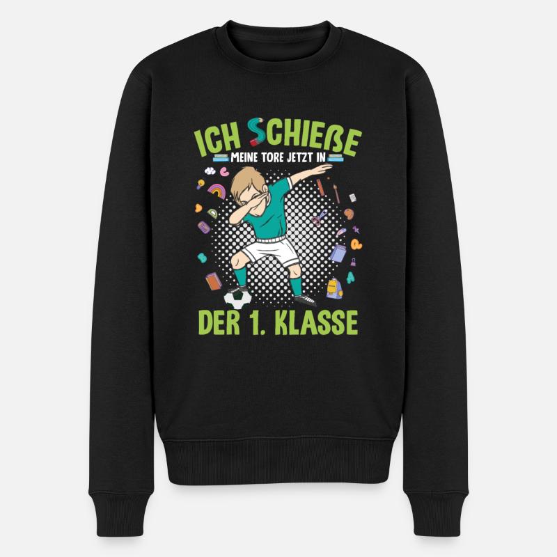 Dabbender Fußballer Schulkind Einschulung - Männer Premium Bio Pullover - Schwarz