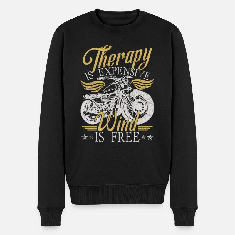 Motorrad Lustiger Humor Biker - Männer Premium Bio Pullover - Schwarz