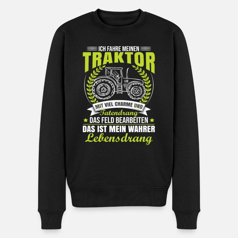 Traktorfahrer Sprüche Schlepper - Männer Premium Bio Pullover - Schwarz