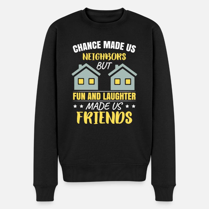 Nachbar Freunde Nachbarschaft - Männer Premium Bio Pullover - Schwarz