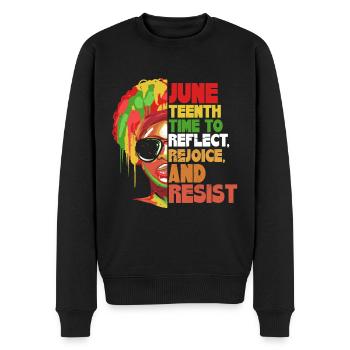 Women Juneteenth - Men's Premium Organic Jumper - black - Front - Nico (187cm)