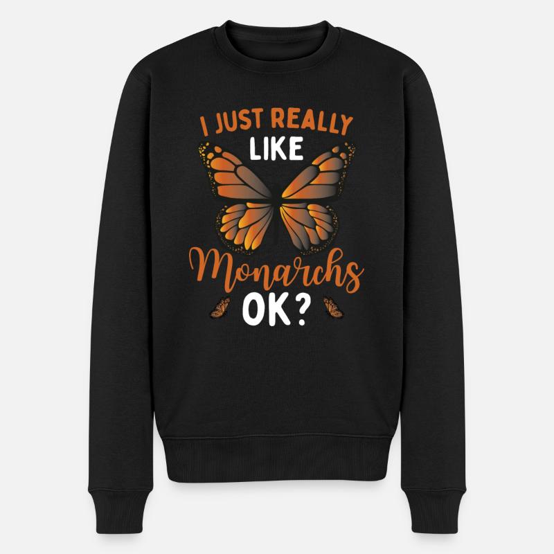 Monarch-Mädchen - Männer Premium Bio Pullover - Schwarz