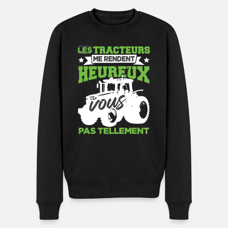 Drôle Tracteur Fermier - Pull Premium bio Homme - noir