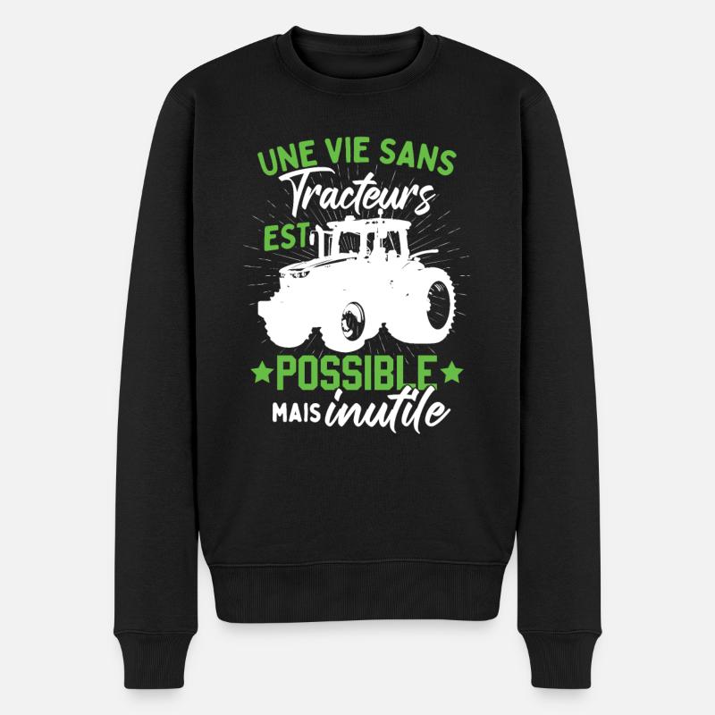 Tracteur Humour Paysan Fermier - Pull Premium bio Homme - noir