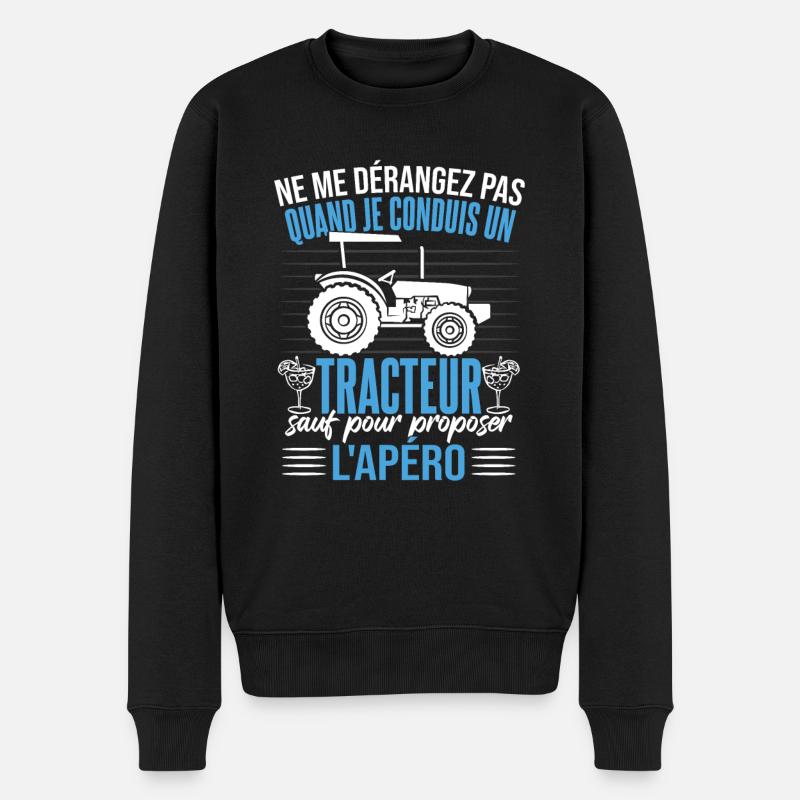 Apéro Tracteur Humour - Pull Premium bio Homme - noir