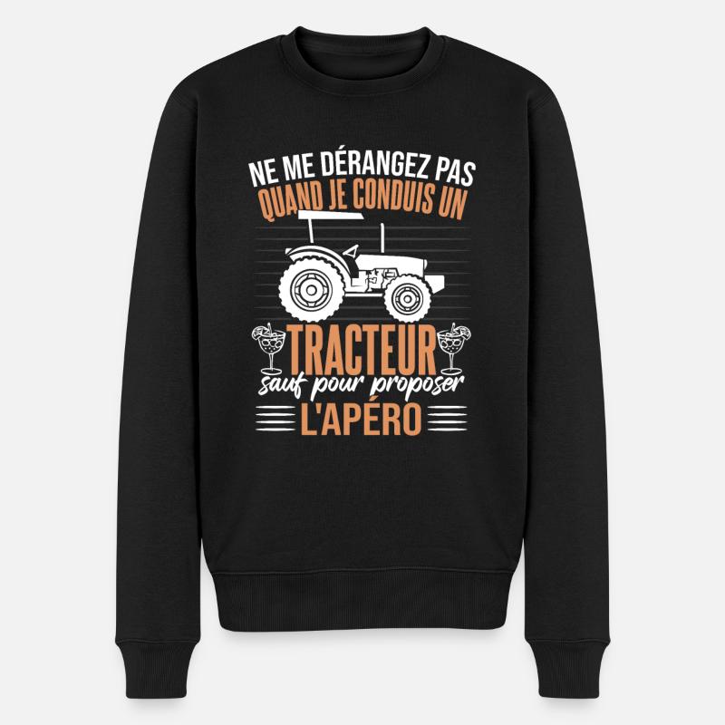 Humoristique Tracteur Apéro - Pull Premium bio Homme - noir