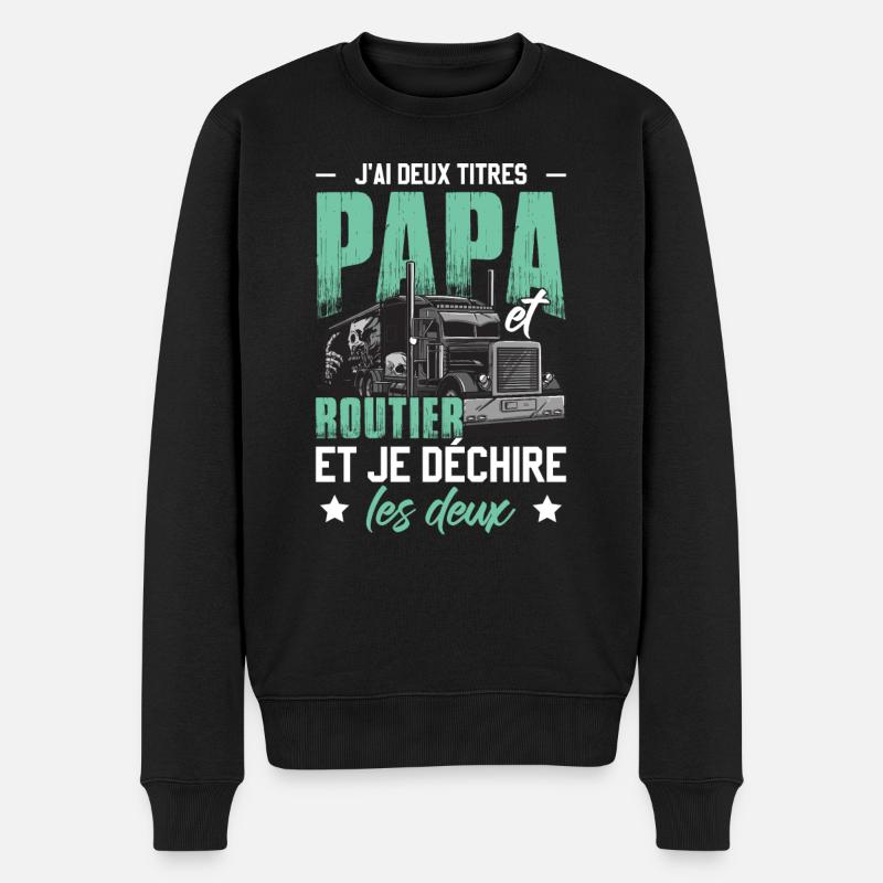 Papa Et Routier - Pull Premium bio Homme - noir