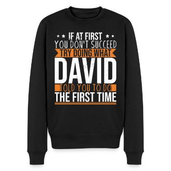 Funny David Dave - Men's Premium Organic Jumper - black - Front - Nico (187cm)