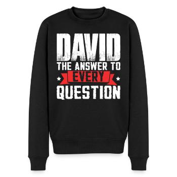 David The Answer To Every Question - Men's Premium Organic Jumper - black - Front - Nico (187cm)
