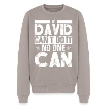 Drôle papa David Nom Prénom - Pull Premium bio Homme - taupe - Devant - Nico (187cm)