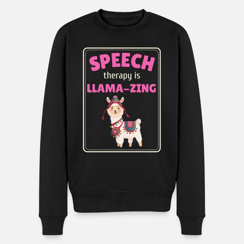 Logopädie Lama Sprachpathologie - Männer Premium Bio Pullover - Schwarz