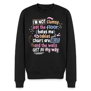 Ich bin nicht ungeschickt, wenn ich Frauen sage - Männer Premium Bio Pullover - Schwarz - Vorne - Nico (187cm)