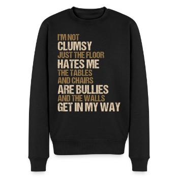 Lustiger ungeschickter Spruch - Männer Premium Bio Pullover - Schwarz - Vorne - Nico (187cm)