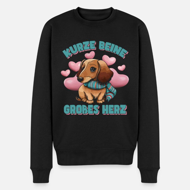Süßer Dackel Dackelhund Dachshund Rauhaardackel - Männer Premium Bio Pullover - Schwarz
