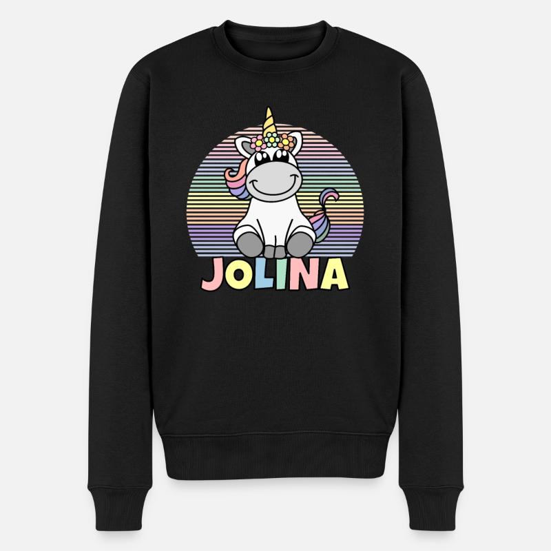 Jolina Einhorn Name - Männer Premium Bio Pullover - Schwarz