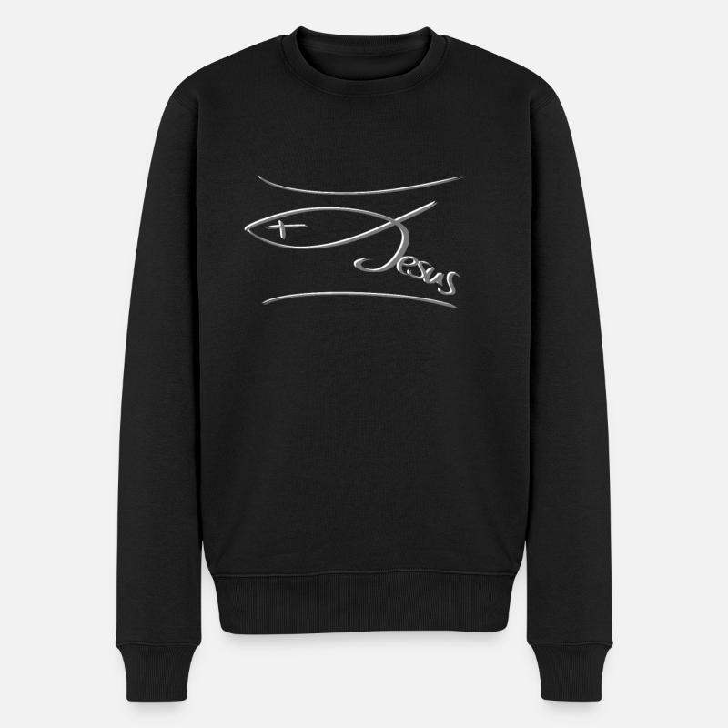 Poisson Jésus gentil et discret - Pull Premium bio Homme - noir