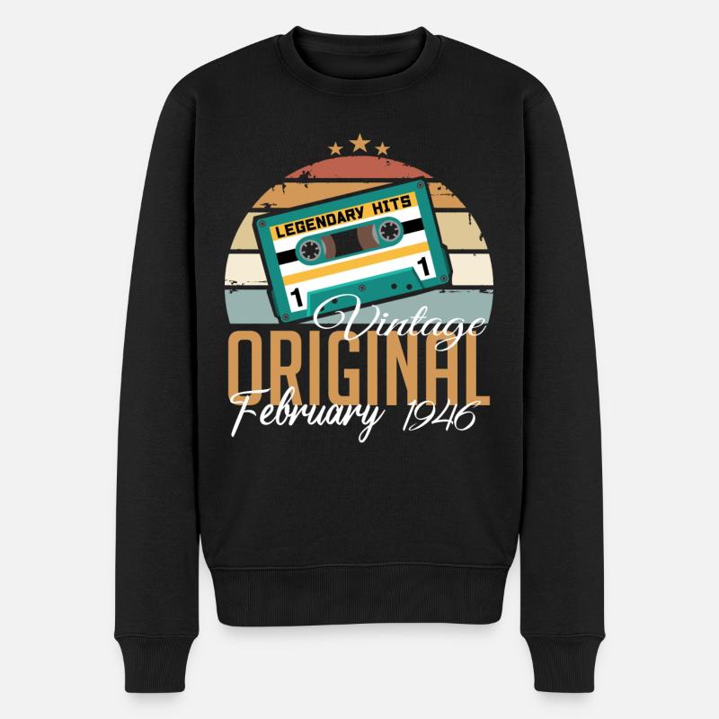Legendär seit Februar 1946 vintage 1946 - Männer Premium Bio Pullover - Schwarz
