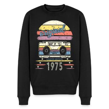 1975 original limited edition retro kasette - Männer Premium Bio Pullover - Schwarz - Vorne - Nico (187cm)