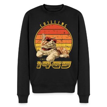 1965 Born Chill Cat - Men's Premium Organic Jumper - black - Front - Nico (187cm)