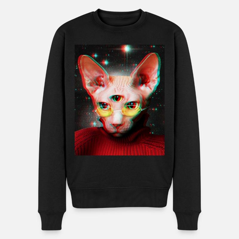 Katze - Männer Premium Bio Pullover - Schwarz